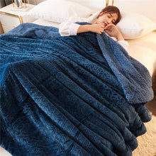 Load image into Gallery viewer, Green fleece blankets and throws Adult Thick Warm winter Blankets Home Super Soft duvet luxury solid Blankets On twin Bedding