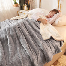Load image into Gallery viewer, Green fleece blankets and throws Adult Thick Warm winter Blankets Home Super Soft duvet luxury solid Blankets On twin Bedding