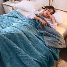 Load image into Gallery viewer, Green fleece blankets and throws Adult Thick Warm winter Blankets Home Super Soft duvet luxury solid Blankets On twin Bedding