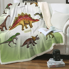 Load image into Gallery viewer, Bedding Outlet Dinosaur Fluffy Blanket Jurassic Soft Blanket Boys 3D Animal Sherpa Blanket Tyrannosaurus Bedding Cobertor 004