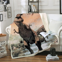 Load image into Gallery viewer, Bedding Outlet Dinosaur Fluffy Blanket Jurassic Soft Blanket Boys 3D Animal Sherpa Blanket Tyrannosaurus Bedding Cobertor 004