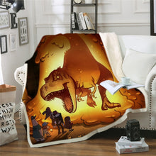 Load image into Gallery viewer, Bedding Outlet Dinosaur Fluffy Blanket Jurassic Soft Blanket Boys 3D Animal Sherpa Blanket Tyrannosaurus Bedding Cobertor 004