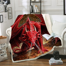 Load image into Gallery viewer, Bedding Outlet Dinosaur Fluffy Blanket Jurassic Soft Blanket Boys 3D Animal Sherpa Blanket Tyrannosaurus Bedding Cobertor 004