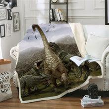 Load image into Gallery viewer, Bedding Outlet Dinosaur Fluffy Blanket Jurassic Soft Blanket Boys 3D Animal Sherpa Blanket Tyrannosaurus Bedding Cobertor 004