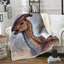Load image into Gallery viewer, Bedding Outlet Dinosaur Fluffy Blanket Jurassic Soft Blanket Boys 3D Animal Sherpa Blanket Tyrannosaurus Bedding Cobertor 004