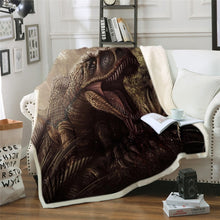 Load image into Gallery viewer, Bedding Outlet Dinosaur Fluffy Blanket Jurassic Soft Blanket Boys 3D Animal Sherpa Blanket Tyrannosaurus Bedding Cobertor 004