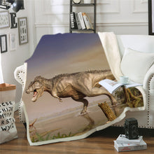 Load image into Gallery viewer, Bedding Outlet Dinosaur Fluffy Blanket Jurassic Soft Blanket Boys 3D Animal Sherpa Blanket Tyrannosaurus Bedding Cobertor 004