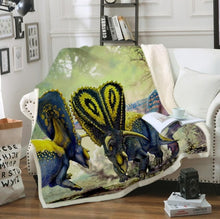 Load image into Gallery viewer, Bedding Outlet Dinosaur Fluffy Blanket Jurassic Soft Blanket Boys 3D Animal Sherpa Blanket Tyrannosaurus Bedding Cobertor 004