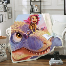 Load image into Gallery viewer, Bedding Outlet Dinosaur Fluffy Blanket Jurassic Soft Blanket Boys 3D Animal Sherpa Blanket Tyrannosaurus Bedding Cobertor 004