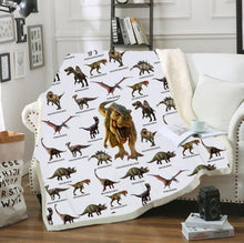 Load image into Gallery viewer, Bedding Outlet Dinosaur Fluffy Blanket Jurassic Soft Blanket Boys 3D Animal Sherpa Blanket Tyrannosaurus Bedding Cobertor 004