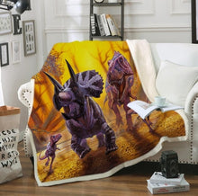Load image into Gallery viewer, Bedding Outlet Dinosaur Fluffy Blanket Jurassic Soft Blanket Boys 3D Animal Sherpa Blanket Tyrannosaurus Bedding Cobertor 004
